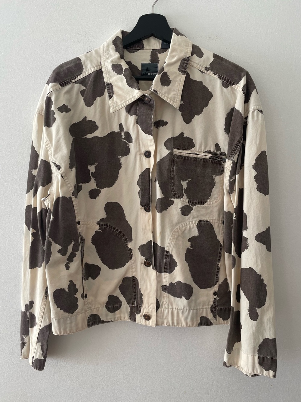 Vintage LizWear Cow Print 100% Cotton Jacket Size L